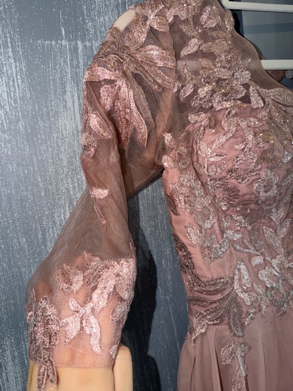 Dusty Rose Lace Mother of the Bride Gown | Formal Wedding Dress | Size S - Picture 6 of 9